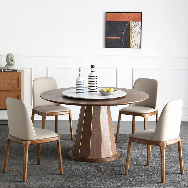 Modern Round Dining Table Wood Base Pedestal Table for Home Kitchen