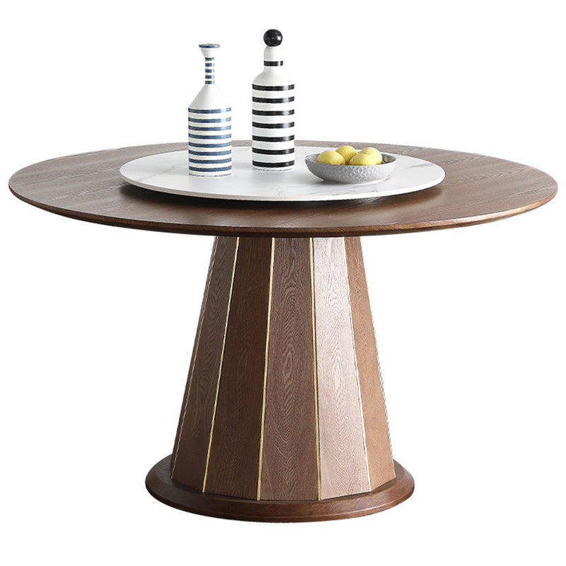 Modern Round Dining Table Wood Base Pedestal Table for Home Kitchen