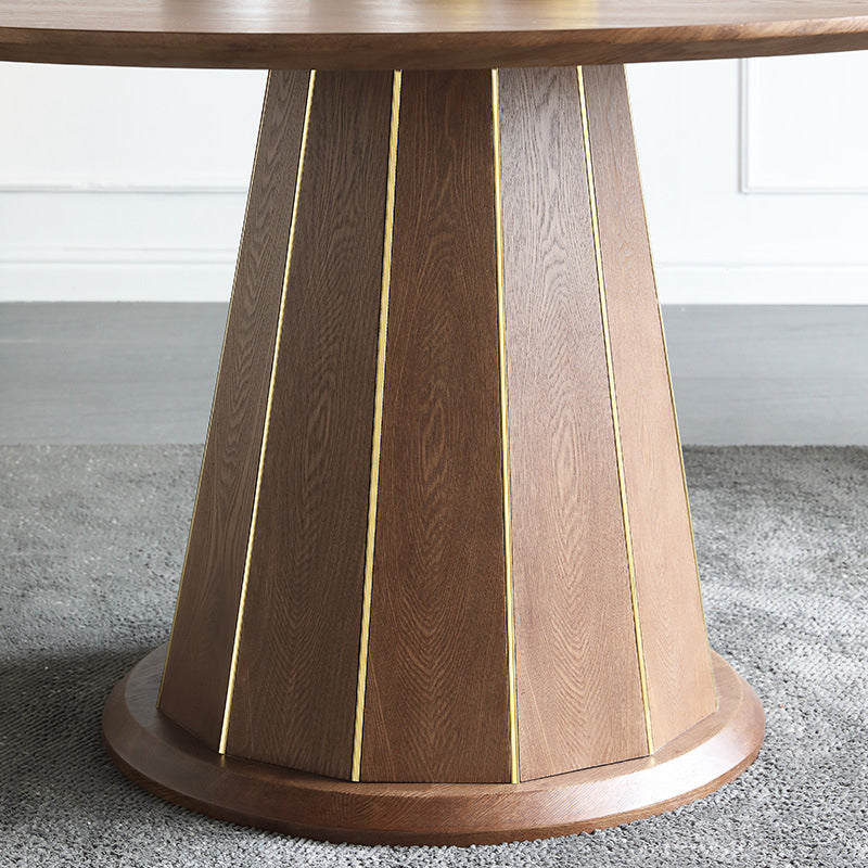 Modern Round Dining Table Wood Base Pedestal Table for Home Kitchen