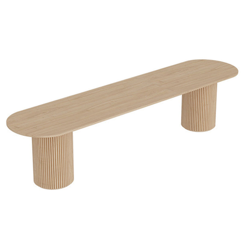 Modern Double Pedestal Table Oval Wood Dining Table for Home Kitchen