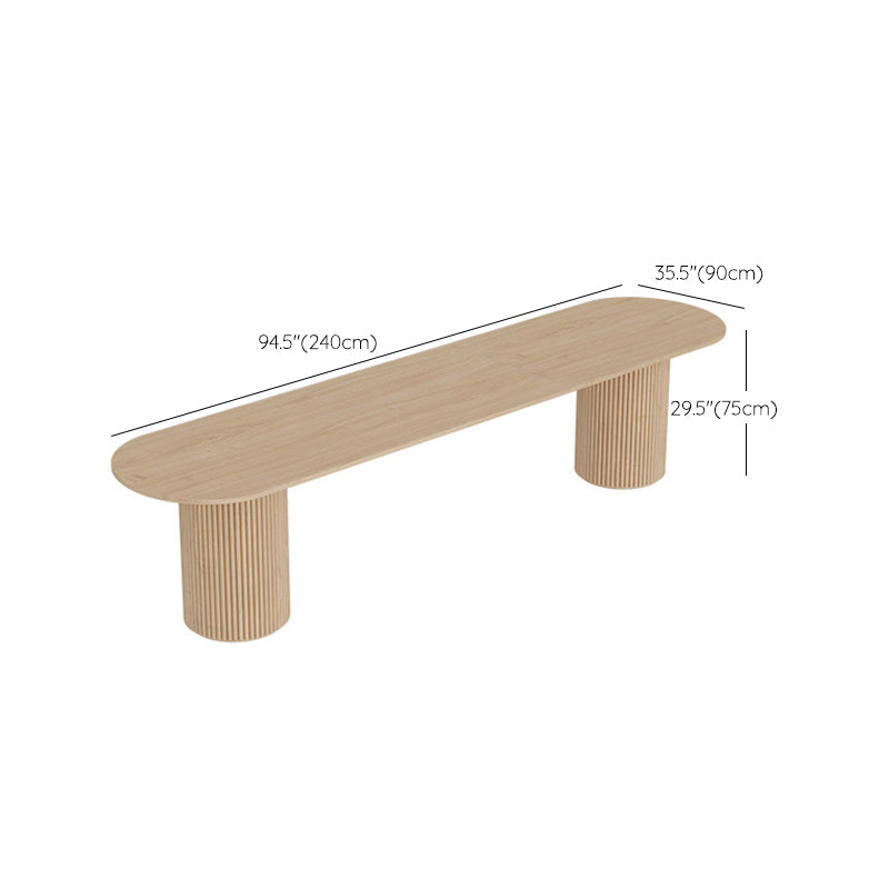 Modern Double Pedestal Table Oval Wood Dining Table for Home Kitchen