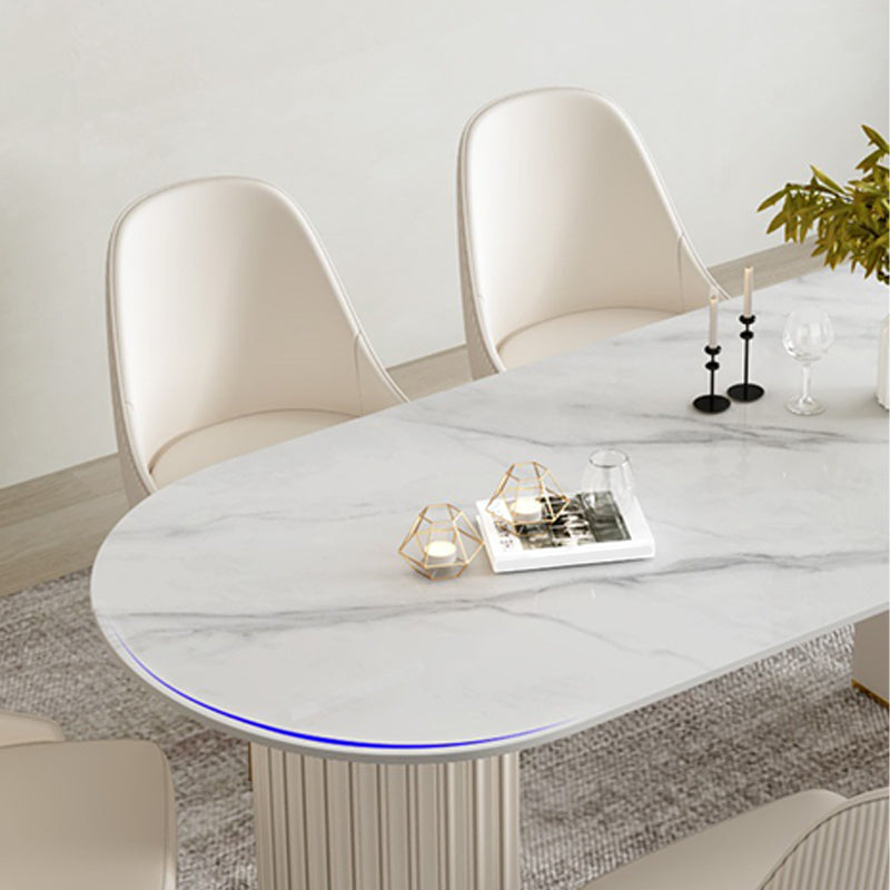 Contemporary Double Pedestal Table Oval Dining Table for Home