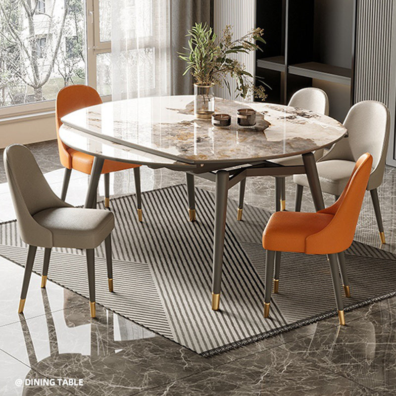 Wood Base Dining Table Contemporary Extendable Dinner Table for Home