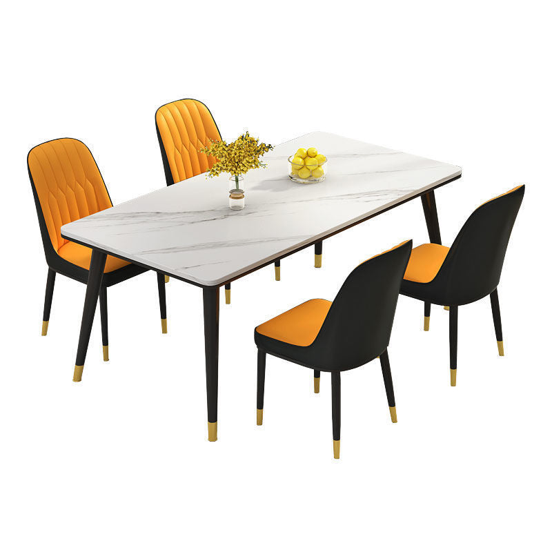 Slate and Metal Table Modern Minimalist Home Rectangular Dining Table