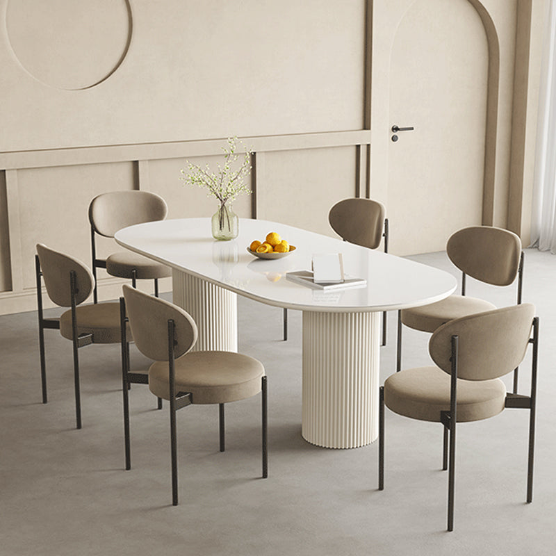 Slate and Metal Table Glam Style Simple Home White Oval Dining Table