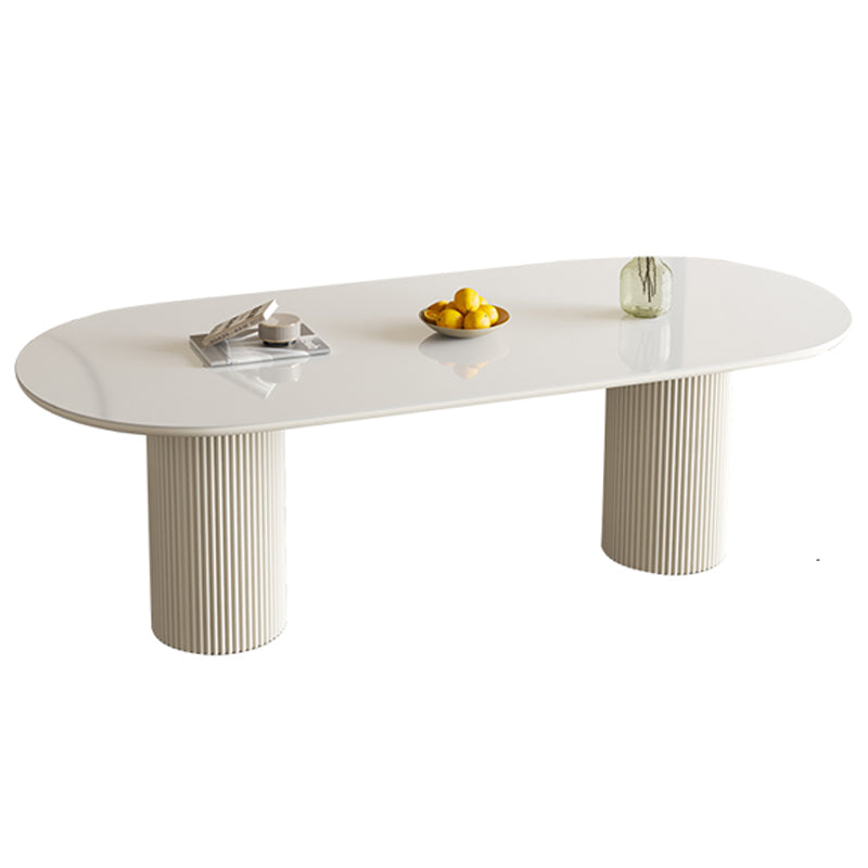Slate and Metal Table Glam Style Simple Home White Oval Dining Table