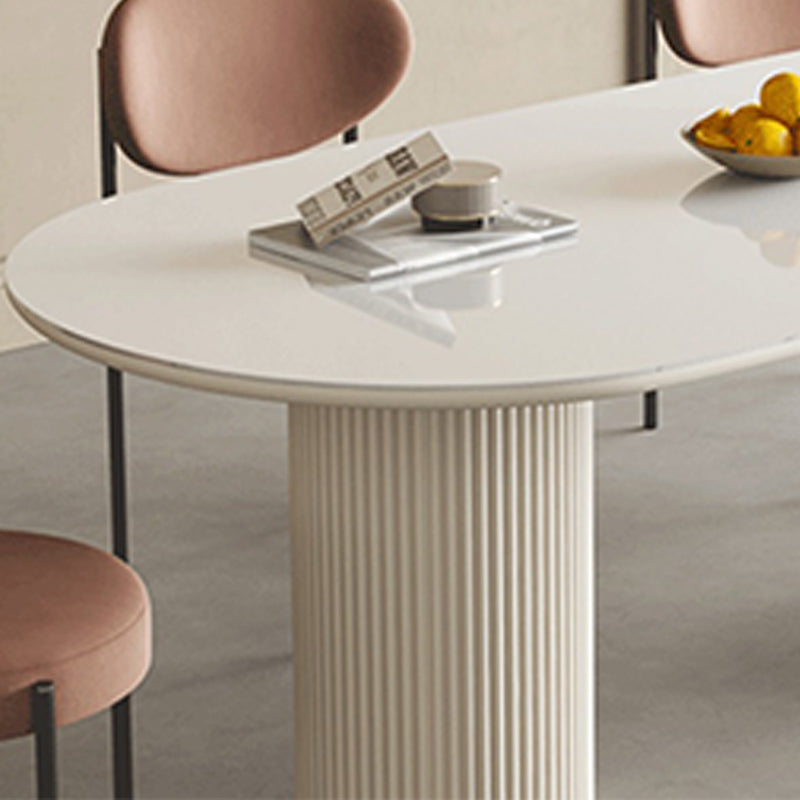 Slate and Metal Table Glam Style Simple Home White Oval Dining Table