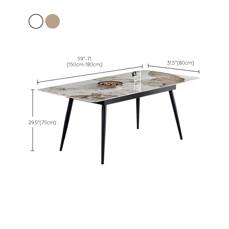 Simplicity Rectangle Home Fixed Desk Extendable Sintered Stone Dining Table