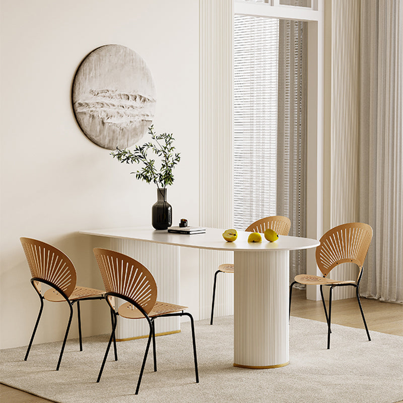 Slate and Metal Table Glam Style Simple Restaurant White Dining Table