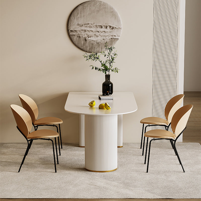 Slate and Metal Table Glam Style Simple Restaurant White Dining Table