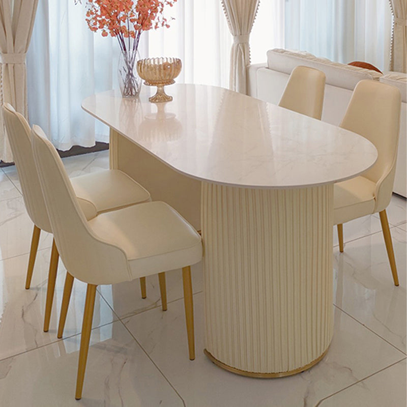 Slate and Metal Table Glam Style Simple Restaurant Oval Dining Table