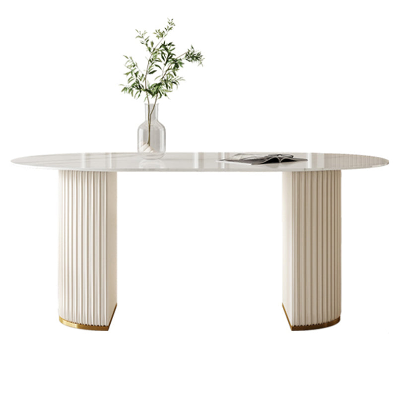 Slate and Metal Table Glam Style Simple Restaurant Oval Dining Table