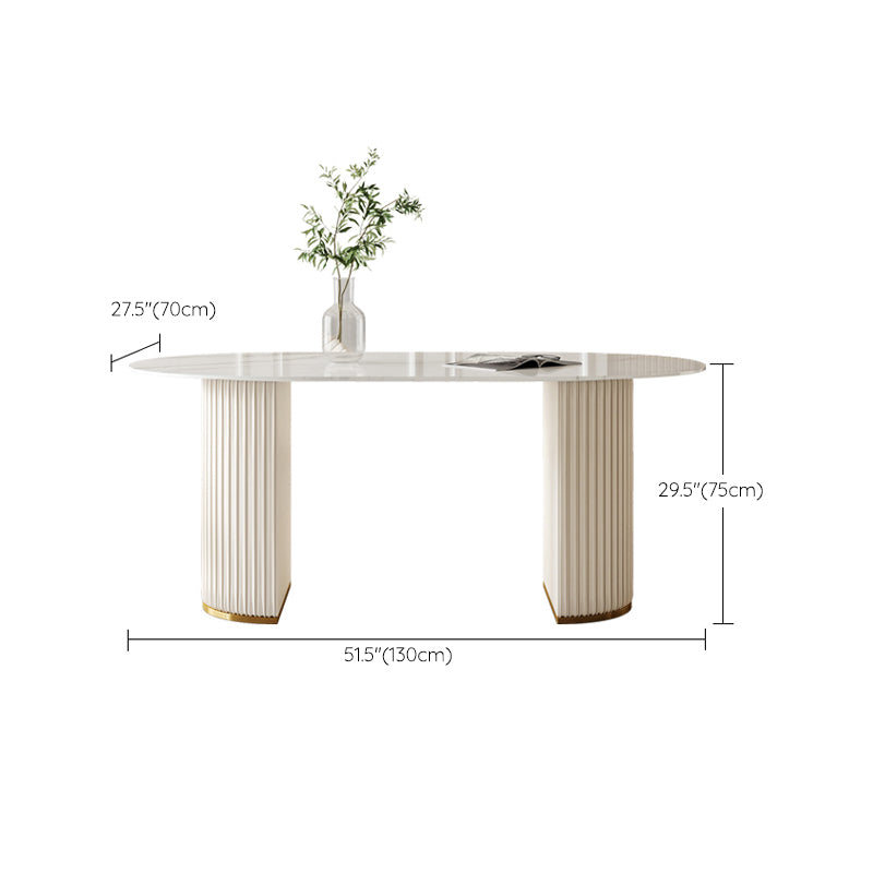 Slate and Metal Table Glam Style Simple Restaurant Oval Dining Table