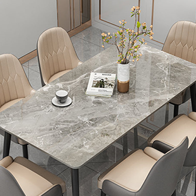 Slate and Metal Table Glam Style Rectangular Dining Table for Home Dining Room