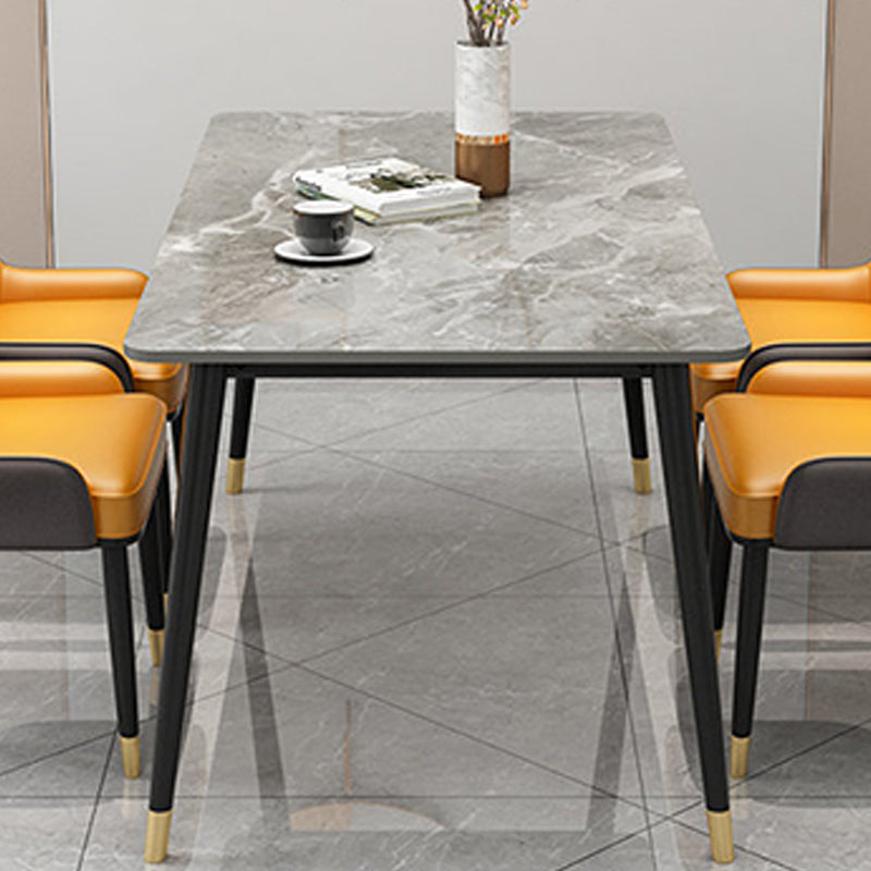 Slate and Metal Table Glam Style Rectangular Dining Table for Home Dining Room