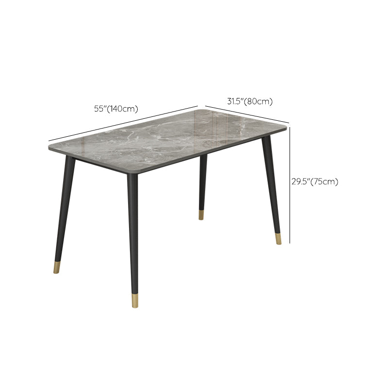 Slate and Metal Table Glam Style Rectangular Dining Table for Home Dining Room