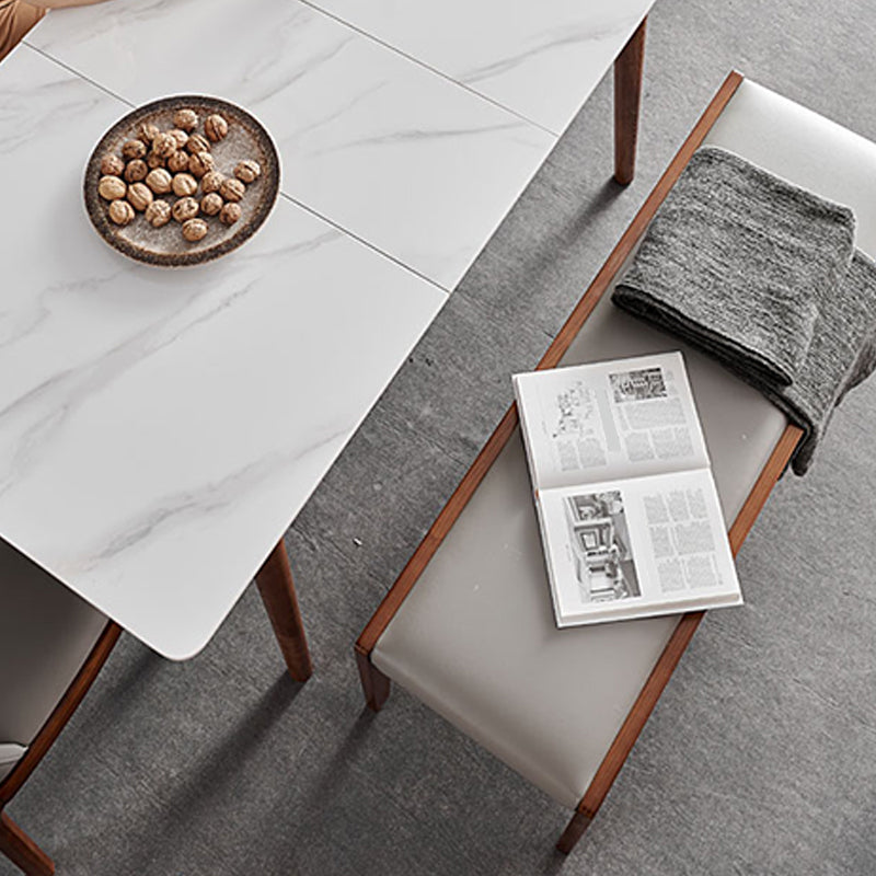 Modern Rectangle Dining Room Table Sintered Stone Extendable Kitchen Desk