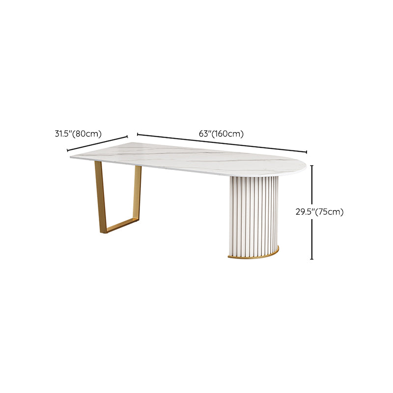 Luxury Sintered Stone Kitchen Table Free Form Double Base Table