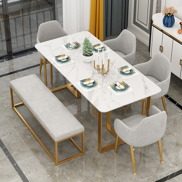 Iron and Slate Table Glam Style Home Living Room Rectangular Dining Table