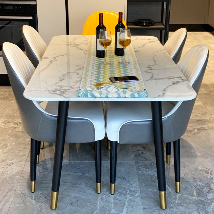 Luxury Rectangle Fixed Dining Table Sintered Stone Kitchen Table