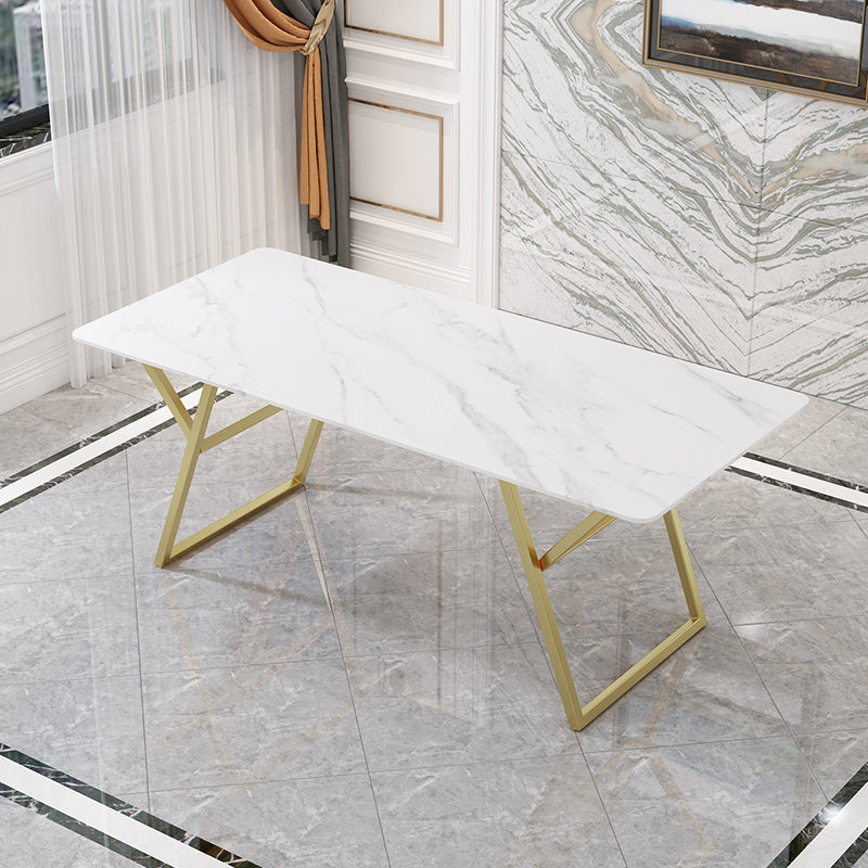 Iron and Slate Table Glam Style Simple Home Living Room Rectangular Dining Table