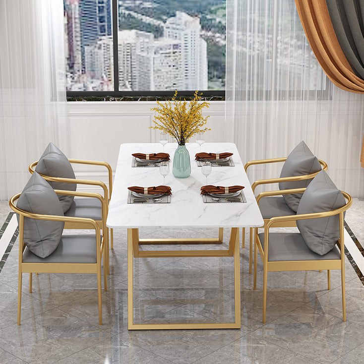 Iron and Slate Table Glam Style Simple Home Living Room Rectangular Dining Table