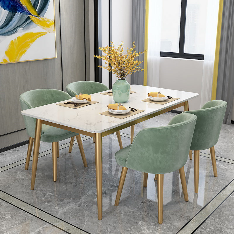 Iron and Stone Table Glam Style Home Rectangular Dining Table