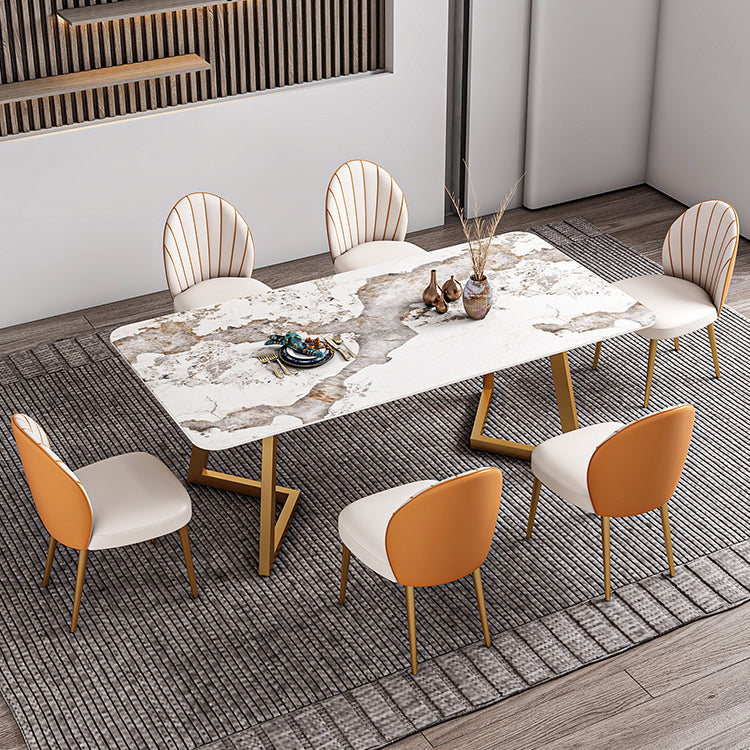 Iron and Slate Table Glam Style Simple Home Rectangular Dining Table