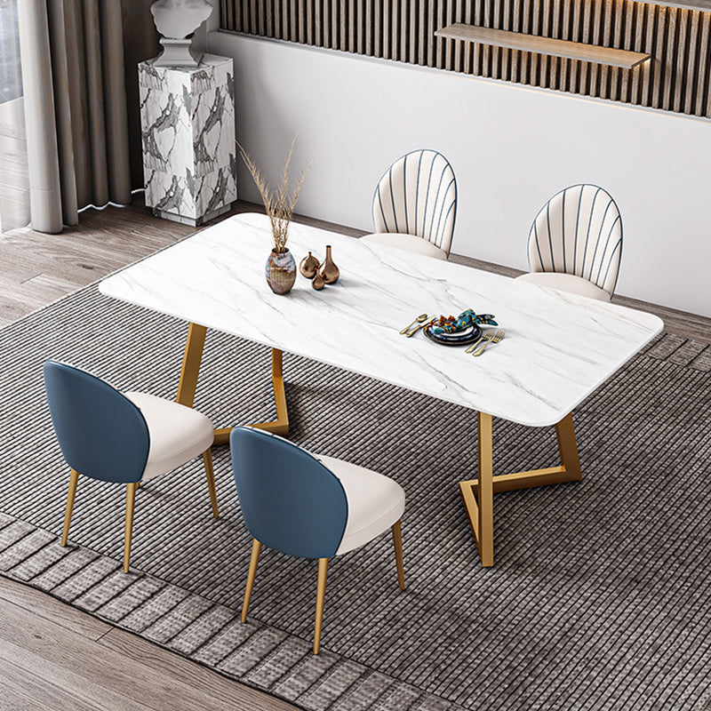 Iron and Slate Table Glam Style Simple Home Rectangular Dining Table