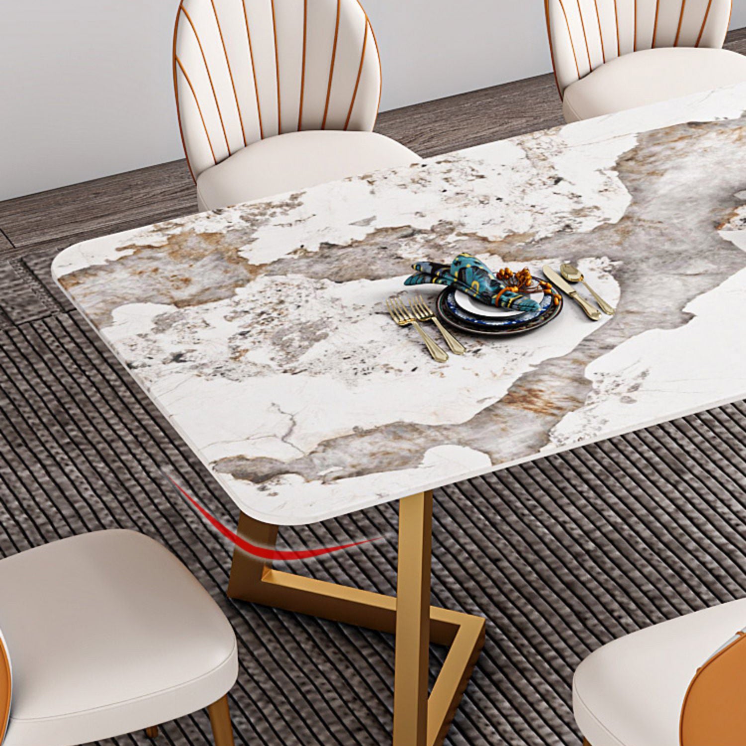 Iron and Slate Table Glam Style Simple Home Rectangular Dining Table