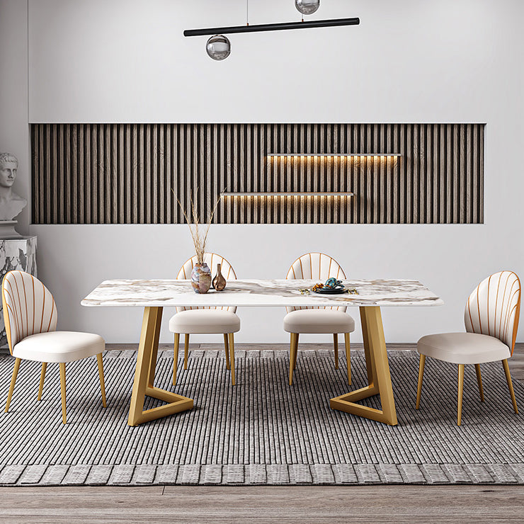 Iron and Slate Table Glam Style Simple Home Rectangular Dining Table