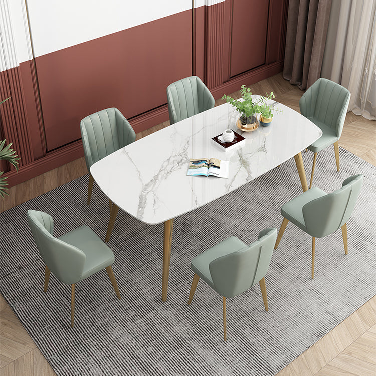 Rectangle Fixed Dining Table Luxury Sintered Stone Kitchen Table