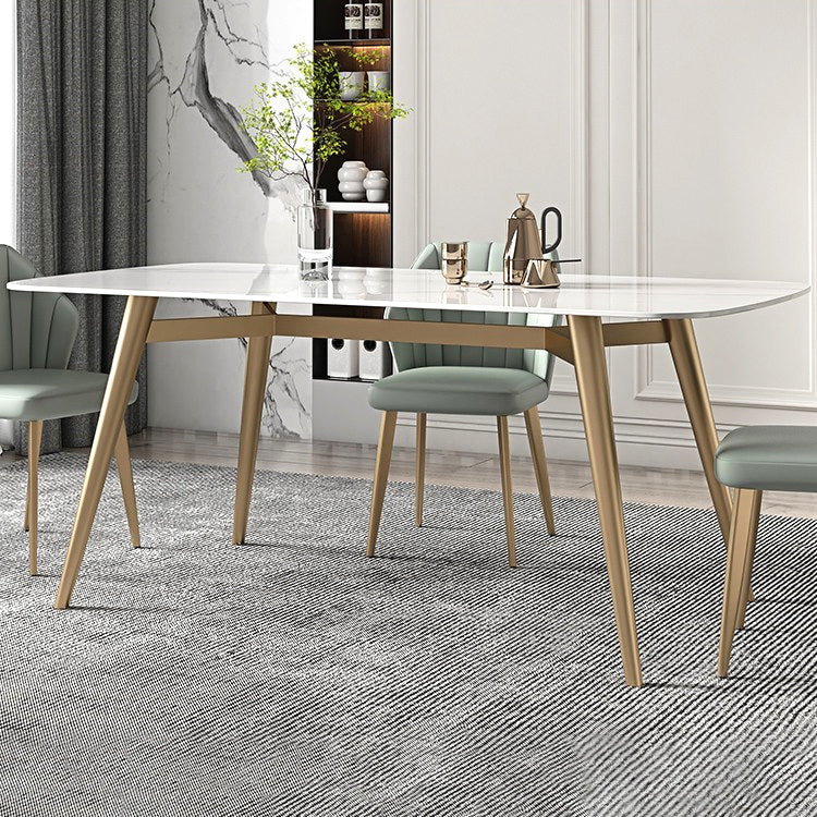 Rectangle Fixed Dining Table Luxury Sintered Stone Kitchen Table