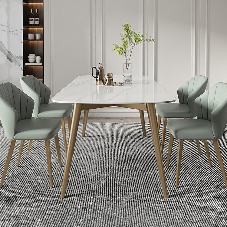 Rectangle Fixed Dining Table Luxury Sintered Stone Kitchen Table