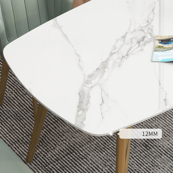 Rectangle Fixed Dining Table Luxury Sintered Stone Kitchen Table
