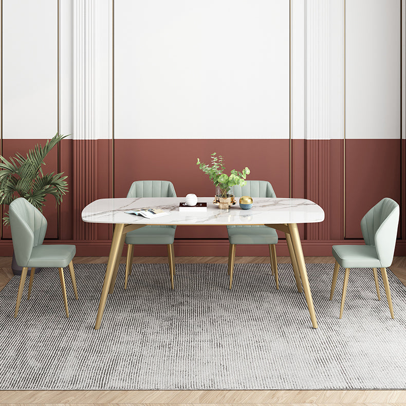 Rectangle Fixed Dining Table Luxury Sintered Stone Kitchen Table