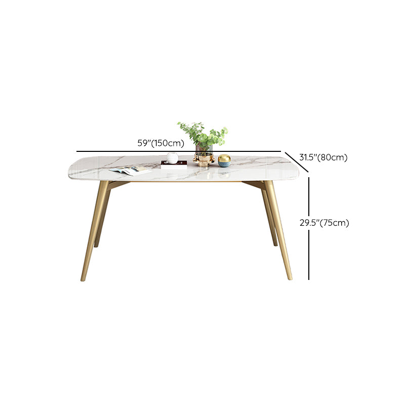 Rectangle Fixed Dining Table Luxury Sintered Stone Kitchen Table