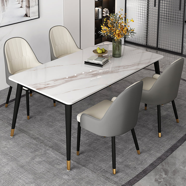 Metal and Slate Table Glam Style Simple Home Rectangular Dining Table