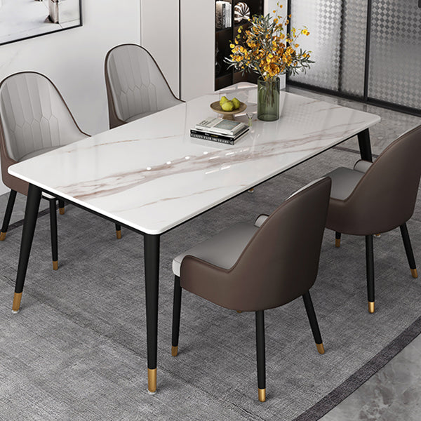 Metal and Slate Table Glam Style Simple Home Rectangular Dining Table