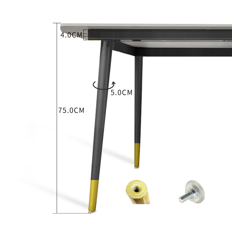 Metal and Slate Table Glam Style Home Rectangular Dining Table