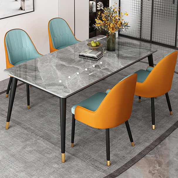 Metal and Slate Table Glam Style Home Rectangular Dining Table
