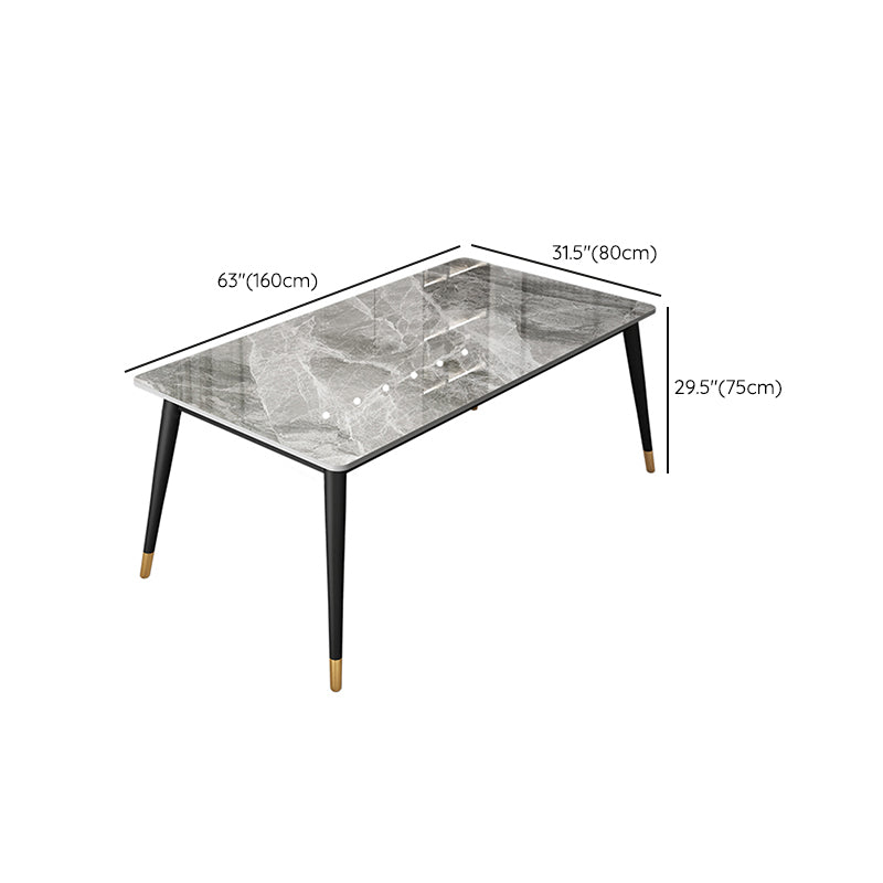 Metal and Slate Table Glam Style Home Rectangular Dining Table