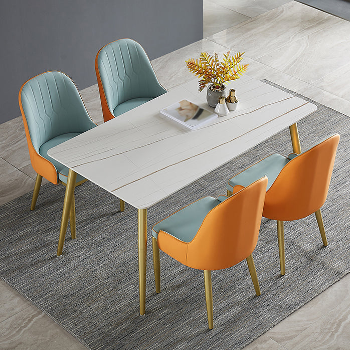 Metal and Slate Rectangular Table Glam Style Home Dining Table