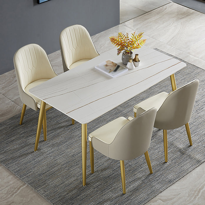 Metal and Slate Rectangular Table Glam Style Home Dining Table