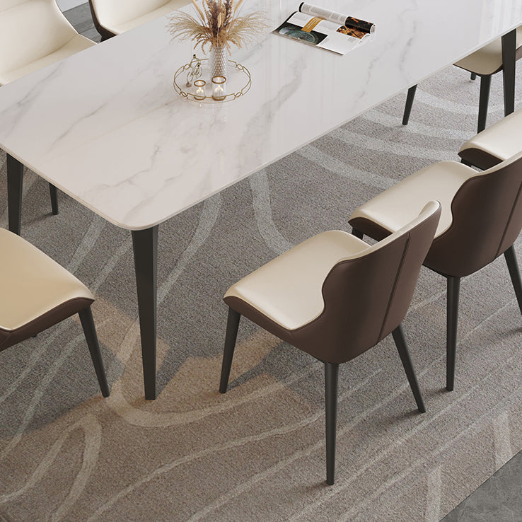 Industrial Rectangle Dining Table Sintered Stone Fixed Kitchen Table