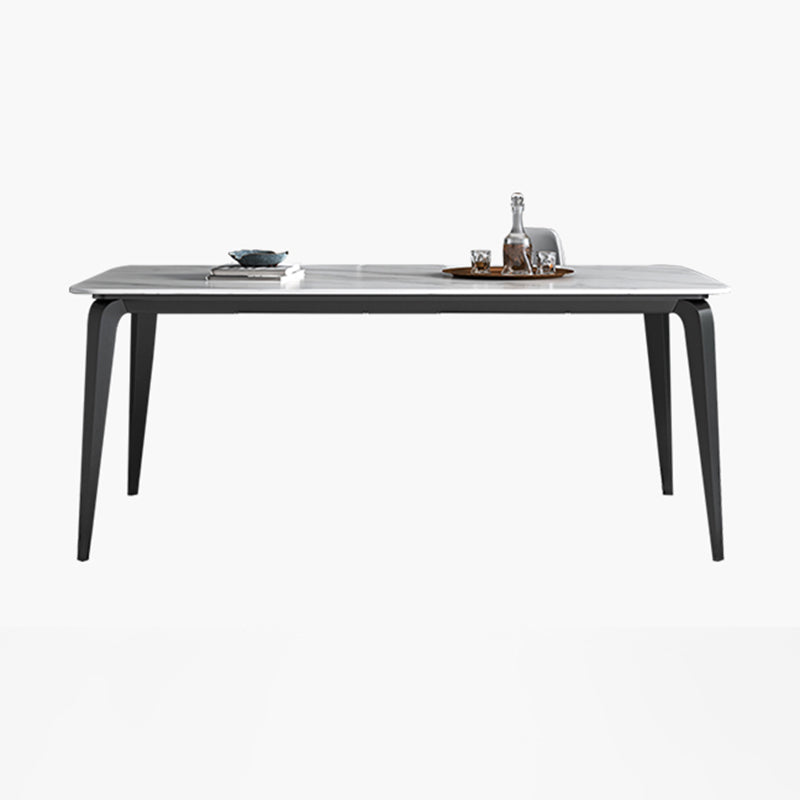 Industrial Rectangle Dining Table Sintered Stone Fixed Kitchen Table