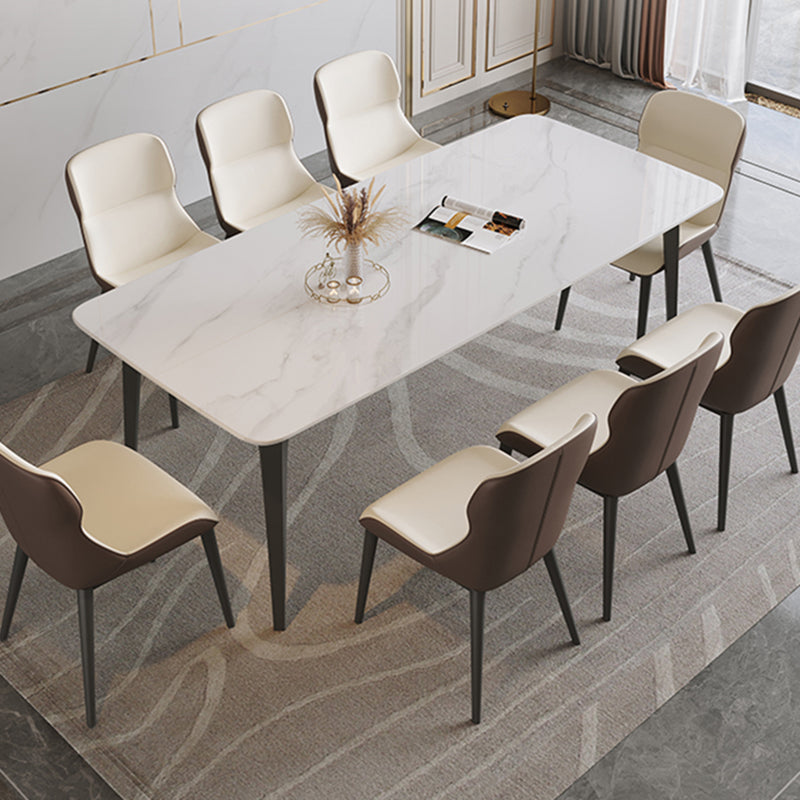 Industrial Rectangle Dining Table Sintered Stone Fixed Kitchen Table