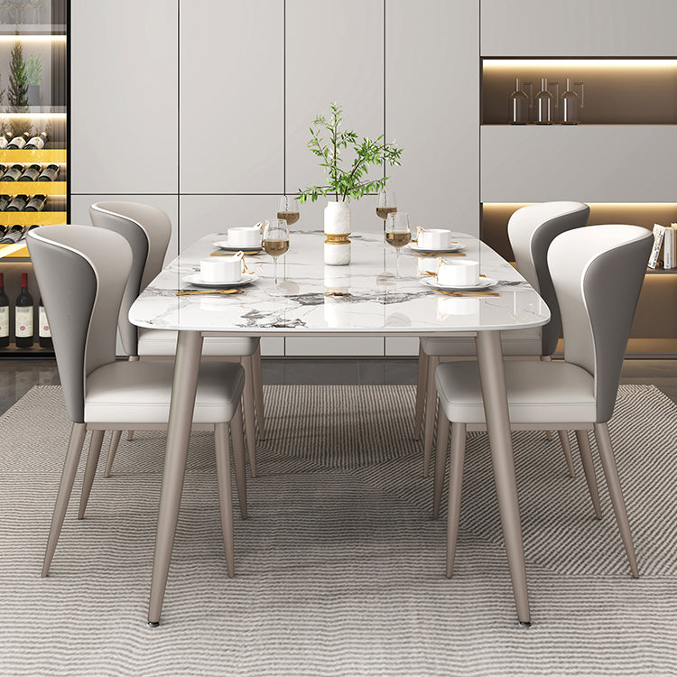 Luxury Rectangle Fixed Dining Table Sintered Stone Home Kitchen Table with 4 Legs