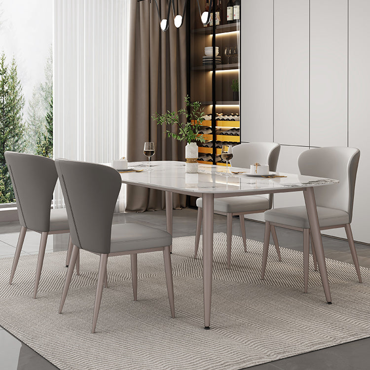 Luxury Rectangle Fixed Dining Table Sintered Stone Home Kitchen Table with 4 Legs