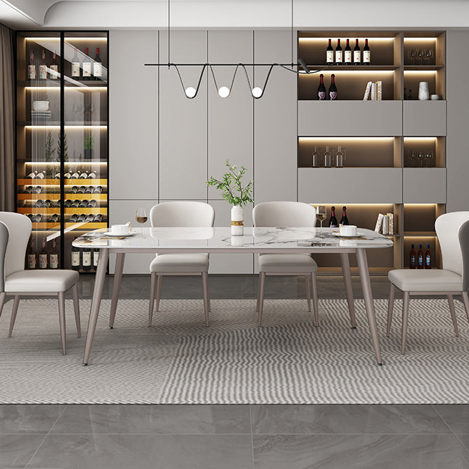 Luxury Rectangle Fixed Dining Table Sintered Stone Home Kitchen Table with 4 Legs